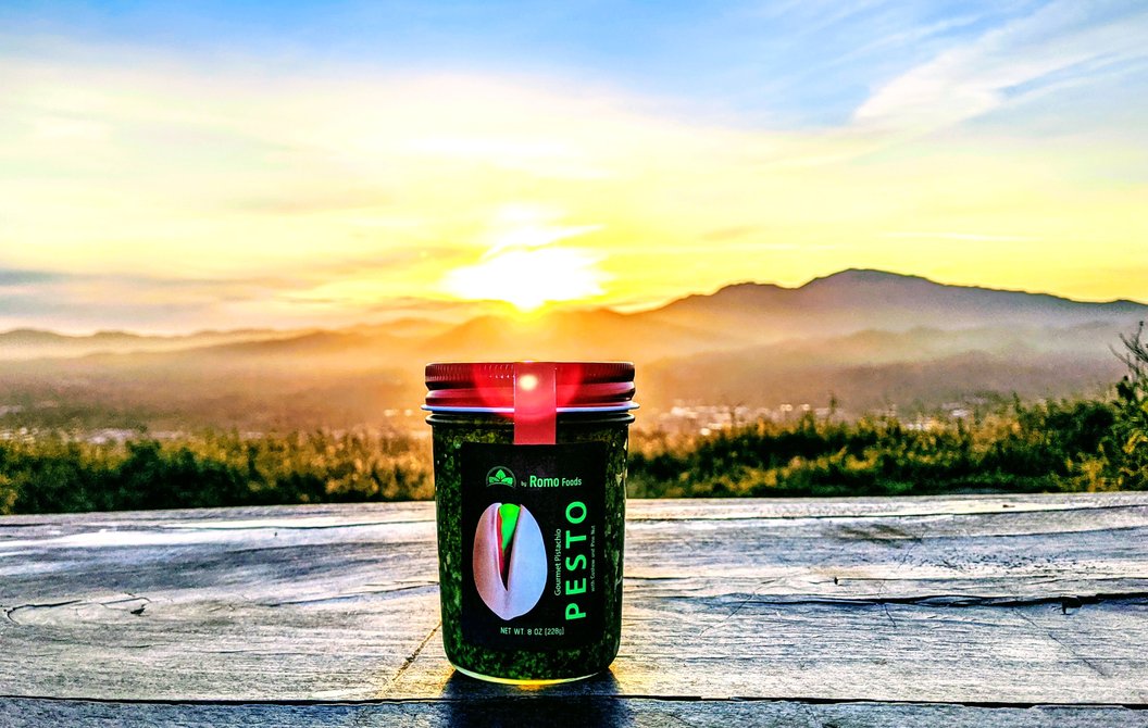 Romo Pesto jar at sunrise